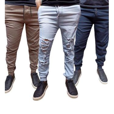 Imagem de Kit 3 Calças Jogger jeans masculina elastano a pronta entrega produto 