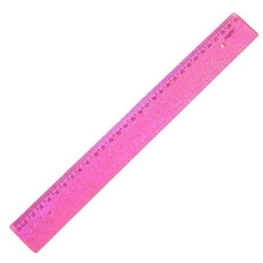 Imagem de Régua Escolar 30cm Holográfica Glitter Rosa New Line Brilhante Waleu