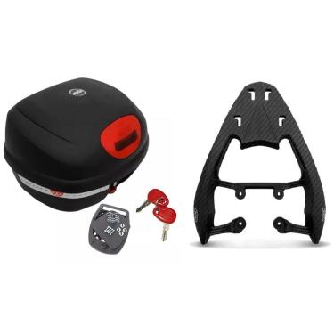 Imagem de KIT BAÚ MOTO 33L MONOLOCK GIVI E-33N + BAGAGEIRO SCAM Cg 125 Cg 150 Cg 160 Fan Start Scam Fiber Force