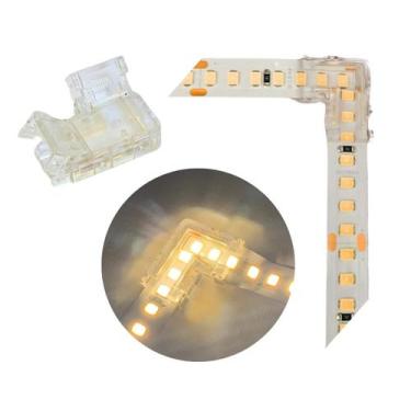 Imagem de Kit 10x Conectores Emenda Sem Solda Para Fita Led SMD 8mm L 90 Curva -