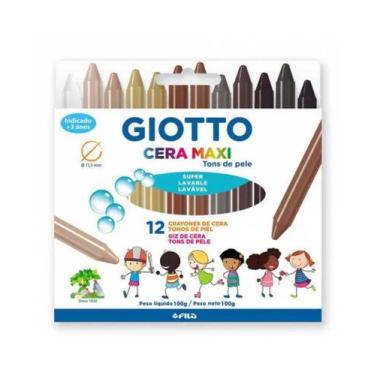Imagem de Giz De Cera Jumbo Grosso Escolar 12 Cores Tom De Pele Giotto