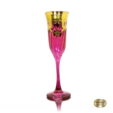 Imagem de Taça Champagne Cristal Italiano Lilás Guirlandas em Ouro - LUXdécor