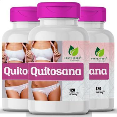 Imagem de 3 Potes Quitosana Pura Natural Kit 360 Cáps - Fonte Verde