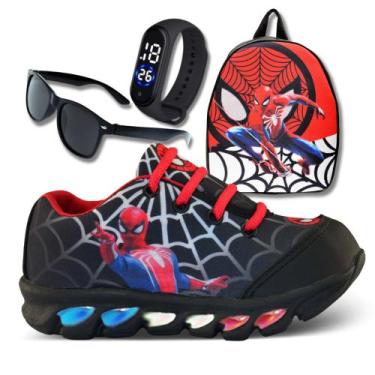 Imagem de tenis de led infantil masculino homem aranha com luzinha meninos mais 