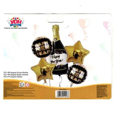 Imagem de kit buque c/5 balões decoração Reveillon garrafa festa - ydh