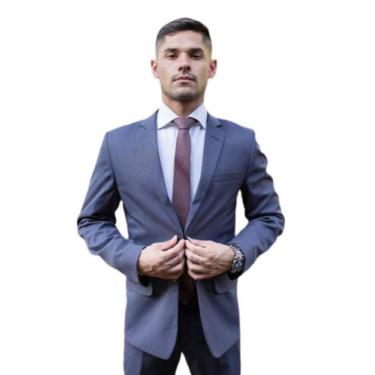 Imagem de Terno Microfibra Slim Masculino Social Azul Noite - Paleto+Calça Terra