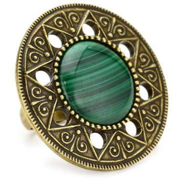 Imagem de 1928 T.R.U. Joias"Found Treasures" Aztec Mandala Pewter com anel de olho de tigre, Malaquita