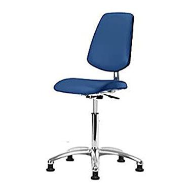 Imagem de Thomas 1163V79 Cadeira básica ESD/Cleanroom vinil altura com encosto médio, base cromada, deslizamento ESD, azul