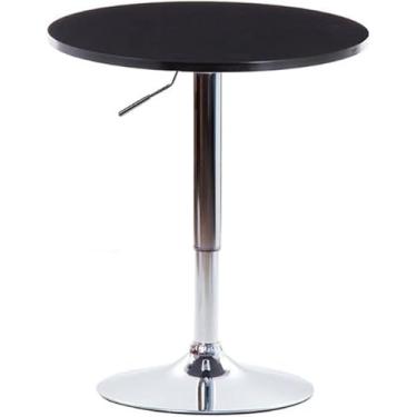 Imagem de Mesa de bar bistrô redonda ajustável com base de aço em PVC, mesa de jantar, mesa de jantar, mesa giratória e ajustável em altura redonda MDF bar mesa redonda