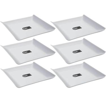 Imagem de Kit 6 Pratos 16cm Quadrados Coza Cosy Servir Frutas Sorvete Frios Pequenos Casual