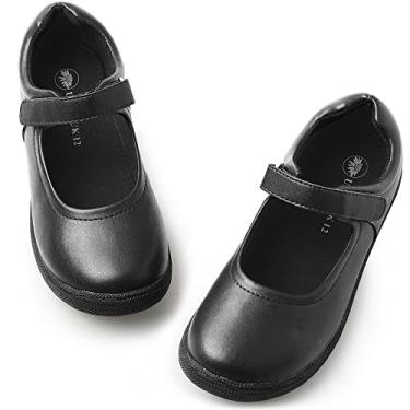 Imagem de festooning Sapatos De Uniforme Escolar Mary Jane Para Meninas, Tiras, Vestido, Sapatilhas, Preto, Tamanho 1