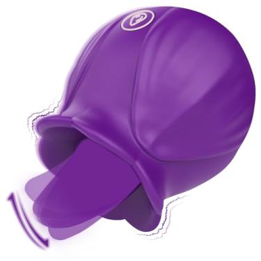 Imagem de Estimulador vibrador de brinquedo sexual rosa para lamber o clitóris para mulheres, brinquedos sexuais para casais de mulheres adultas com 10 modos, vibrador de mamilo mini clitóris feminino (Roxo)