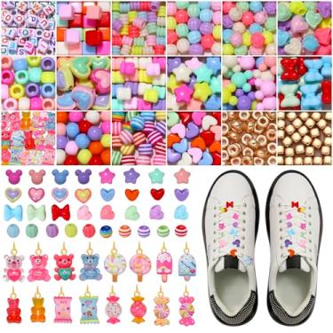 Imagem de HSWE Encantos de sapato fofos, kit de pingentes de contas de renda, contas de acrílico coloridas sortidas, pingentes de urso de goma de pirulito doce para sapato cadarço engraçado decoração de sapatos