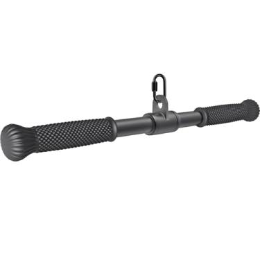 Imagem de SELEWARE Barra reta giratória de 45,7 cm, barra de puxar para baixo com aderência antiderrapante, acessório de máquina de cabo para sistema de polia de academia em casa