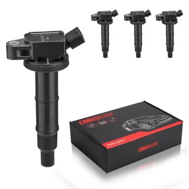 Imagem de CASEONJAN Pacote de bobina de ignição UF333 90919-02244, compatível com Toyota Corolla Camry RAV-4 Solara Matrix Highlander Lexus Pontiac Scion - L4 2.0L 2.4L substitui UF494 19205387 E363 UF333,