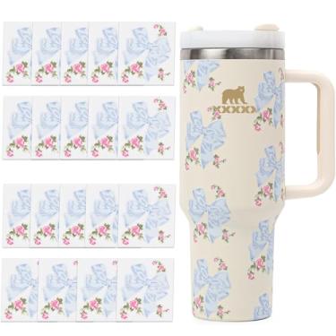 Imagem de Kaitiaki Adesivos de arcos compatíveis com acessórios Stanley Tumbler - Serve para copo Holiday Quencher de 1,134 g, decalques fofos adequados para personalização de estilo Loveshackfancy (Rosa Beaux