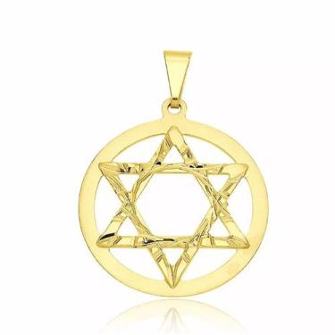 Imagem de Pingente Estrela De Davi No Aro Folheado 18k - Milena Folheados