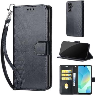 Imagem de KENHONER Capa carteira projetada para Samsung Galaxy A16 5G, capa flip feminina com suporte de couro PU em relevo, compartimentos para cartões de crédito, alça de pulso, capa para celular para Samsung