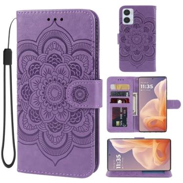 Imagem de Bohefo Capa para Moto G85 5G, capa carteira Motorola S50 Neo, capa flip de couro mandala com suporte para cartão de crédito para Motorola Moto G85 5G roxo