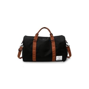 Imagem de CORIOS Bolsa esportiva de viagem para mulheres/homens, bolsa esportiva grande, bolsa de ginástica, bolsa de ombro para fim de semana, bolsa noturna, bagagem de mão, Preto, L