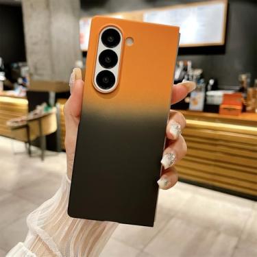 Imagem de Capa de telefone ultrafina fosca gradiente para PC para Samsung Z Fold 6 5 4 5G Fold6 ZFold6 Skin Feel Frosted Shockproof Protection Cover, laranja preto, para Galaxy Z Fold 5