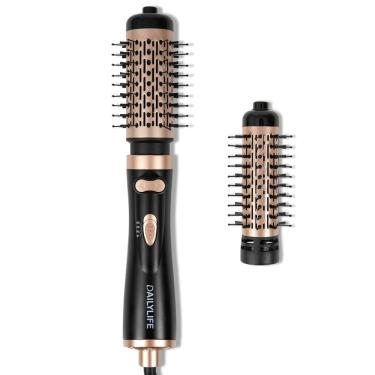 Imagem de Escova de secador de cabelo DAILYLIFE Rotating com 2 escovas de cerâmica preta
