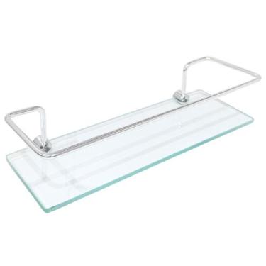 Imagem de Porta Shampoo Reto Alumínio Com Vidro Incolor - Montelar Acabamentos