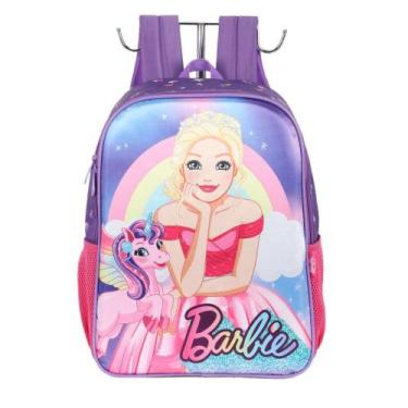 Imagem de Mochila Costas Escolar Tamanho 14 Infantil Barbie Violeta - luxcel