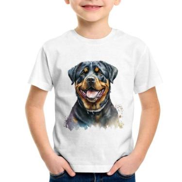 Imagem de Camiseta Infantil Cachorro Rottweiler - Foca na Moda, Branco, 6