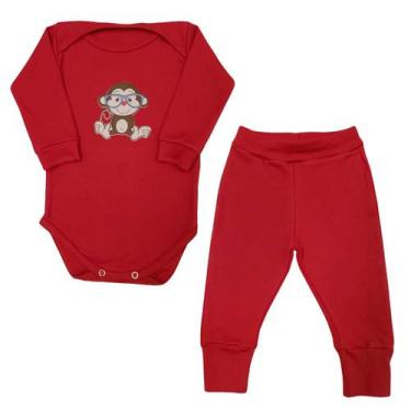 Imagem de Conjunto Body Bebê Manga Longa Macaco de Óculos + Calça - Mellane Baby