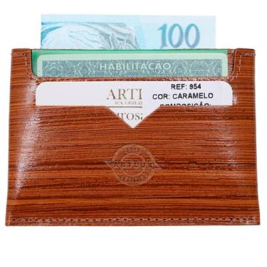 Imagem de Carteira  Slim Porta RG Cartões e CNH Artlux em Couro 954, Caramelo