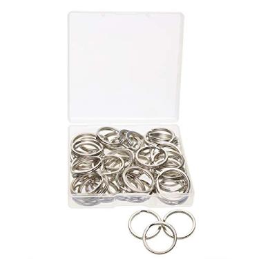 Imagem de Chaveiro Shapenty de 20 mm pequeno prata metal plano acessórios mini chaveiro dividido chaveiro clipe de corrente, 50 peças, Prata