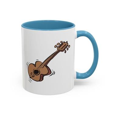 Imagem de Caneca de café com destaque musical - presente para músicos, amantes de café, presentes para amantes de bandas, utensílios de bebida de guitarra, design exclusivo de xícara