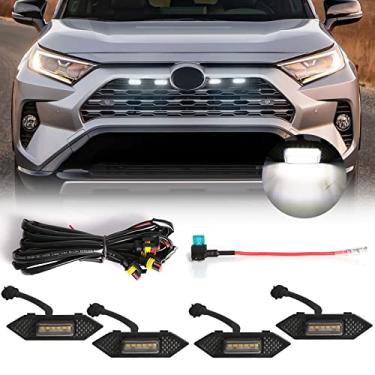 Imagem de VGETTING Luzes de grade de LED para Toyota RAV4 2019 2020 2021 2022 Luz branca para churrasqueira de concha fumada, 4 peças, Plug and Play