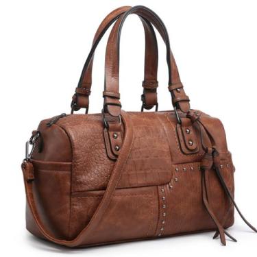 Imagem de Bag Dasein Women Soft Vegan Leather Barrel Coffee