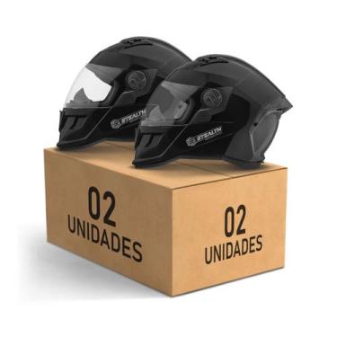 Imagem de Kit 2 Capacetes Fechados Pro Tork Stealth Solid Brilhante Segurança Pr