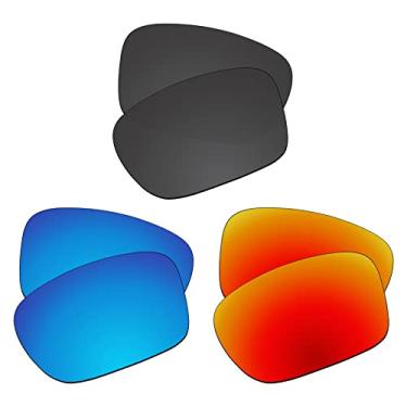 Imagem de EZReplace Lentes de reposição para óculos de sol Oakley Fuel Cell OO9096 (lentes polarizadas) – Serve para armação de célula de combustível Oakley (preto carbono + azul gelo + vermelho fogo), Preto de
