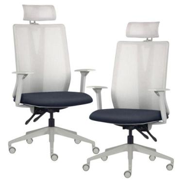 Imagem de Kit 2 Cadeiras Escritório Giratória Presidente Flow F02 Base Cinza Sin