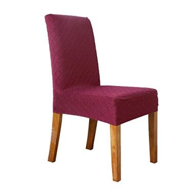 Imagem de Cadeira de Jantar Esticada Cadeira de Capa, Pano Com Relevo a Tampa da Cadeira de Jantar Removível Capa de Cozinha Lavável para Casa, Hotel, Banquete (Vinho vermelho)