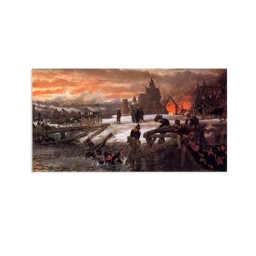 Imagem de MOBYAT Pôster The Crossing of the River Berizina por Lawrence Alma Tadema Prints, reprodução de pintura a óleo, impressão giclée em tela, arte de parede pronta para pendurar para decoração de quarto