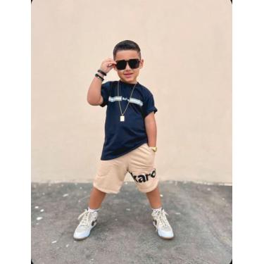 Imagem de Roupa Infantil Masculino Conjunto de Verão Bermuda Com Blusa - Ikaros 