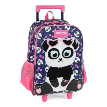 Imagem de Mochila Escolar Infantil com Rodinhas Panda IC41032UP Azul - Maxlog