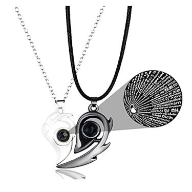 Imagem de Colar de casal para 2 colares combinando com coração de amor, melhores amigos, para mulheres, homens, Halloween, asa de morcego, presente de joias, liga metálica, couro, Sem Pedra Preciosa