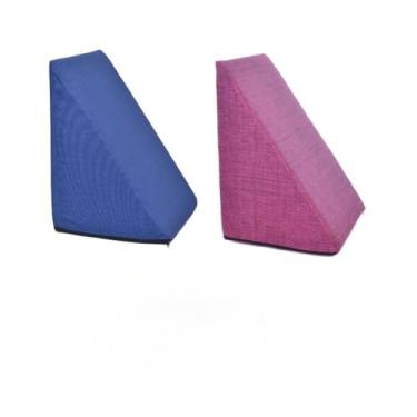 Imagem de Kit 2 Travesseiro Triangular Encosto Espuma Antirefluxo Apoio Costas Anatômico Leitura + Capa Extra(Azul e Pink)