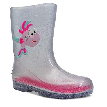 Imagem de Galocha Bota Chuva Infantil Nº 25 Ao 32 Moda Menina Menino 09.14 (Glitter Prata, BR, Criança de 9 a 12 anos, Numérico, 34)