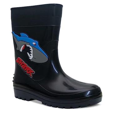 Imagem de Bota Infantil Galocha Masculina Nº 25 Ao 32 Menino Tubarão 09.12 (Preto, BR, Criança de 9 a 12 anos, Numérico, 34)