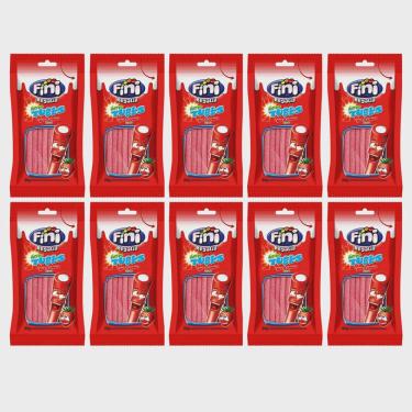 Imagem de Kit 10 Bala Fini Tubes Morango 80g