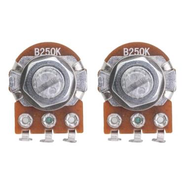 Imagem de DIAO79NI Potenciômetros afunilados de áudio de eixo dividido curto B250K de 18 estrias de 15 mm para guitarra baixo (conjunto de 2)