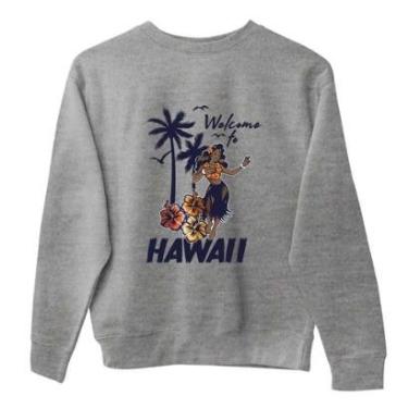 Imagem de Agasalho de Frio Basico Estampa Hawai Estiloso Moletom Careca Sem Capuz e Sem Bolso Conforto-Unissex