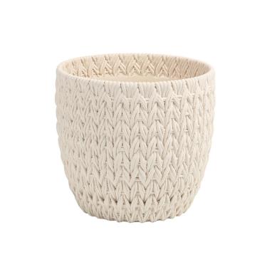 Imagem de Vaso Decorativo Tramado em Cimento Branco 16cm CS0015 BTC